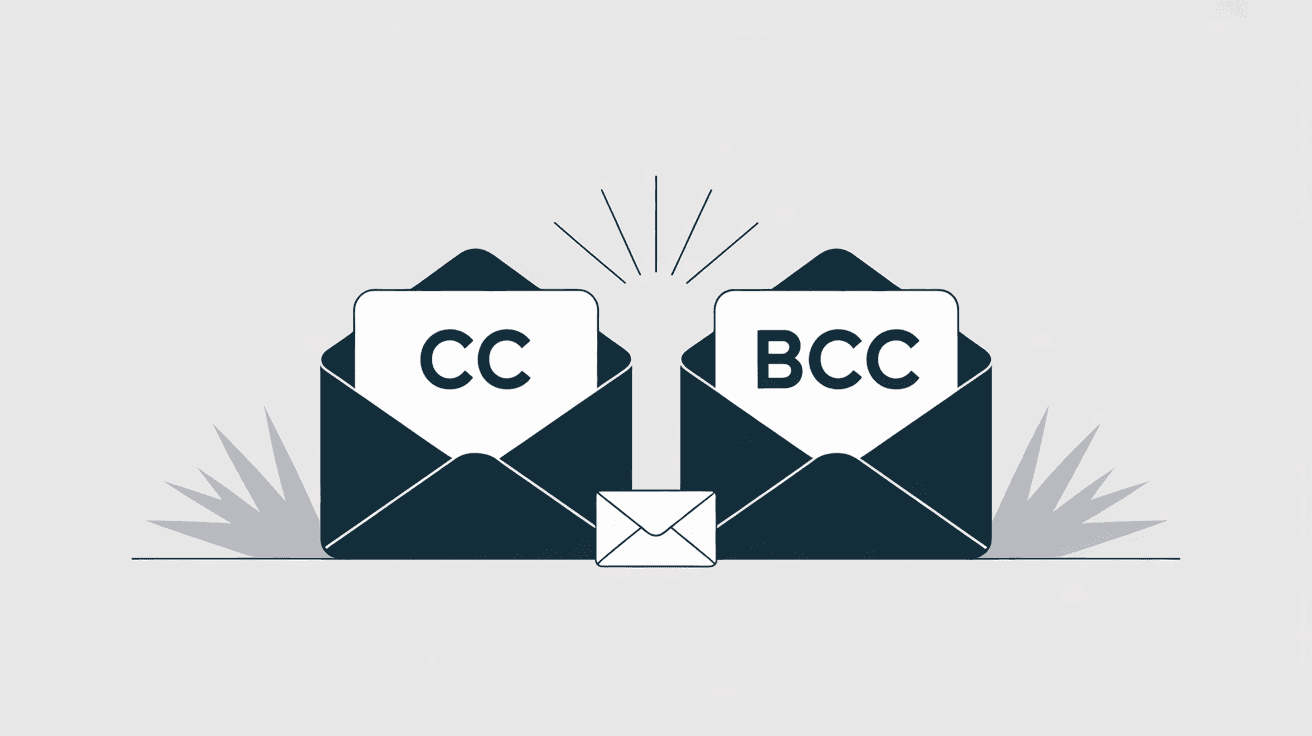 Comparison illustration showing when to use CC versus BCC in different email scenarios